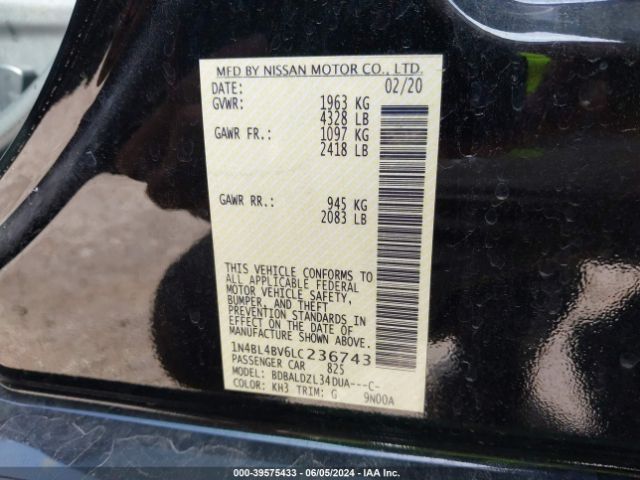 Photo 8 VIN: 1N4BL4BV6LC236743 - NISSAN ALTIMA 