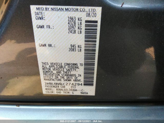 Photo 8 VIN: 1N4BL4BV6LC274294 - NISSAN ALTIMA 