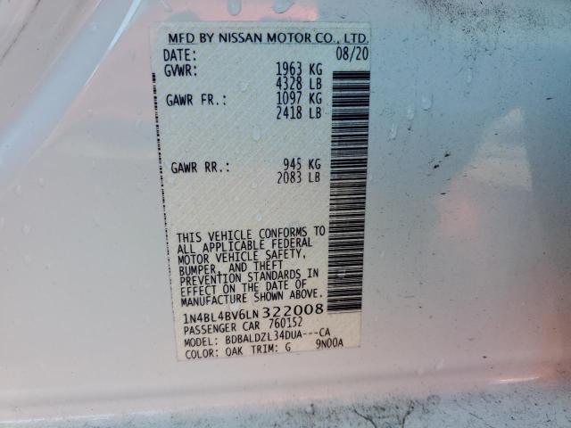 Photo 11 VIN: 1N4BL4BV6LN322008 - NISSAN ALTIMA S 