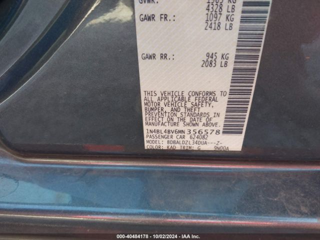 Photo 8 VIN: 1N4BL4BV6MN356578 - NISSAN ALTIMA 