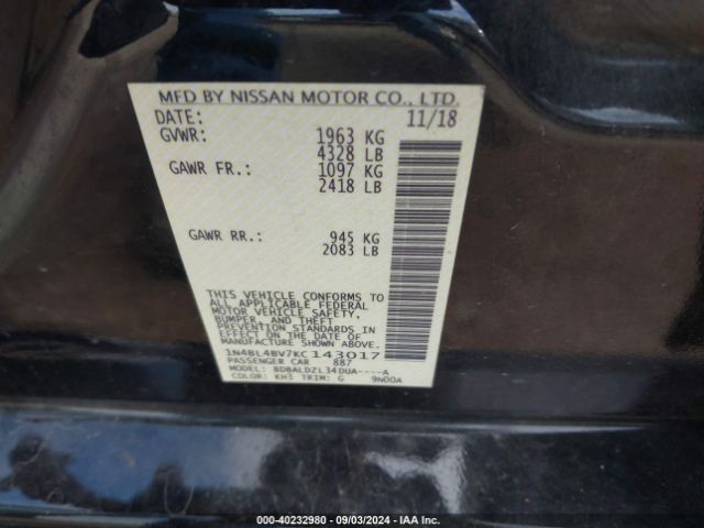 Photo 8 VIN: 1N4BL4BV7KC143017 - NISSAN ALTIMA 