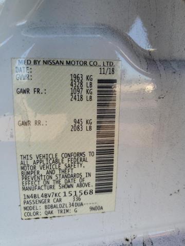 Photo 11 VIN: 1N4BL4BV7KC151568 - NISSAN ALTIMA S 