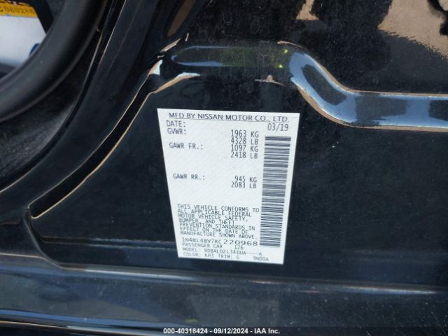 Photo 8 VIN: 1N4BL4BV7KC220968 - NISSAN ALTIMA 