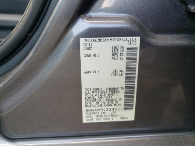 Photo 9 VIN: 1N4BL4BV7KC224423 - NISSAN ALTIMA S 