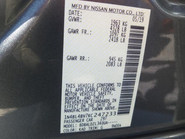 Photo 9 VIN: 1N4BL4BV7KC247233 - NISSAN ALTIMA S 