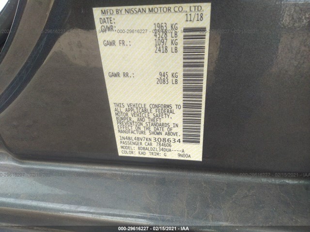 Photo 8 VIN: 1N4BL4BV7KN308634 - NISSAN ALTIMA 