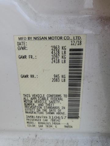 Photo 11 VIN: 1N4BL4BV7KN310657 - NISSAN ALTIMA S 