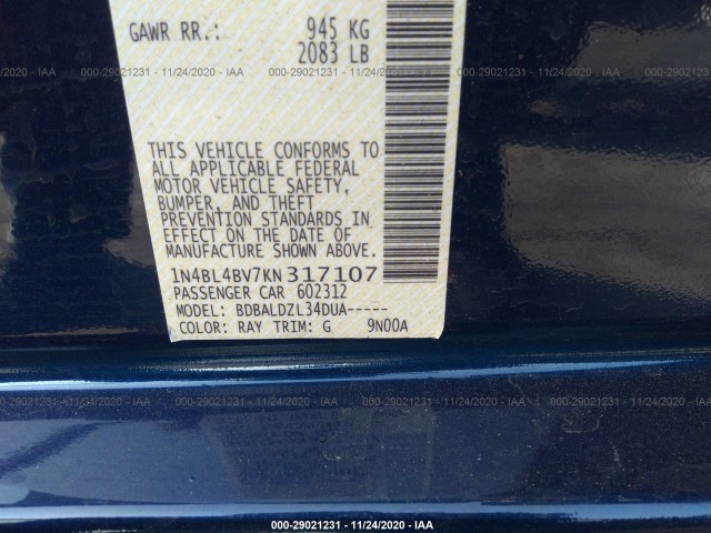 Photo 8 VIN: 1N4BL4BV7KN317107 - NISSAN ALTIMA 