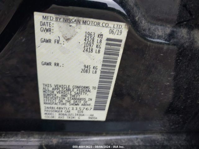 Photo 8 VIN: 1N4BL4BV7LC115767 - NISSAN ALTIMA 