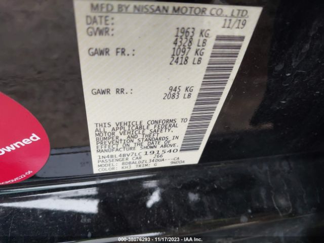 Photo 8 VIN: 1N4BL4BV7LC191540 - NISSAN ALTIMA 