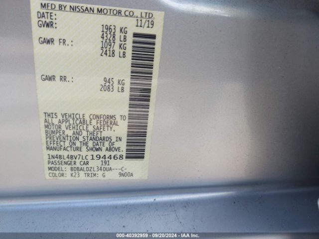 Photo 8 VIN: 1N4BL4BV7LC194468 - NISSAN ALTIMA 