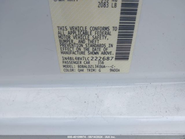 Photo 8 VIN: 1N4BL4BV7LC222687 - NISSAN ALTIMA 