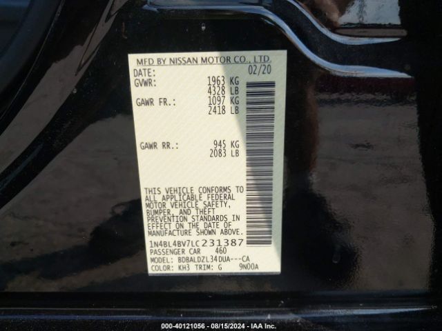 Photo 8 VIN: 1N4BL4BV7LC231387 - NISSAN ALTIMA 