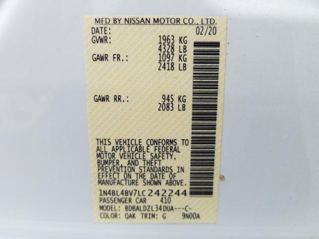 Photo 9 VIN: 1N4BL4BV7LC242244 - NISSAN ALTIMA S 