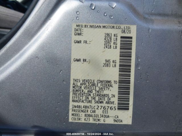 Photo 8 VIN: 1N4BL4BV7LC276765 - NISSAN ALTIMA 