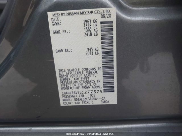 Photo 8 VIN: 1N4BL4BV7LC277575 - NISSAN ALTIMA 