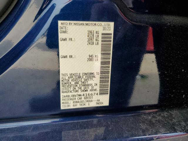 Photo 11 VIN: 1N4BL4BV7MN416674 - NISSAN ALTIMA 