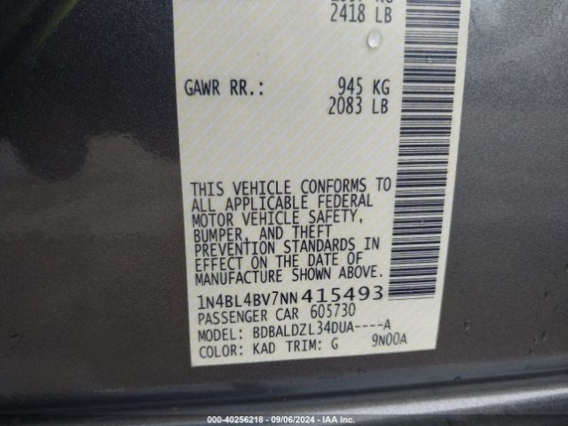 Photo 8 VIN: 1N4BL4BV7NN415493 - NISSAN ALTIMA 