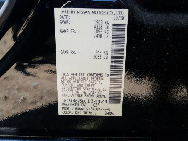 Photo 9 VIN: 1N4BL4BV8KC134424 - NISSAN ALTIMA S 