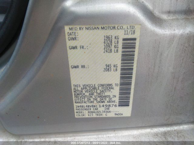 Photo 8 VIN: 1N4BL4BV8KC149876 - NISSAN ALTIMA 