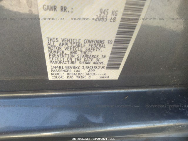 Photo 8 VIN: 1N4BL4BV8KC190928 - NISSAN ALTIMA 