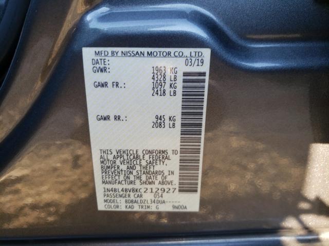 Photo 9 VIN: 1N4BL4BV8KC212927 - NISSAN ALTIMA S 