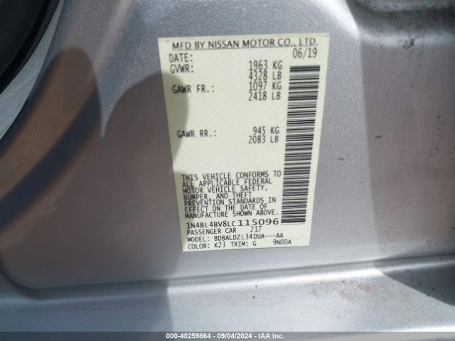 Photo 8 VIN: 1N4BL4BV8LC115096 - NISSAN ALTIMA 