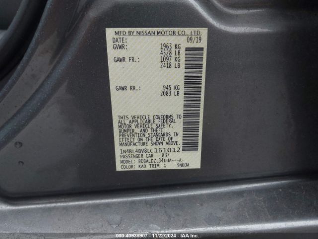 Photo 8 VIN: 1N4BL4BV8LC161012 - NISSAN ALTIMA 