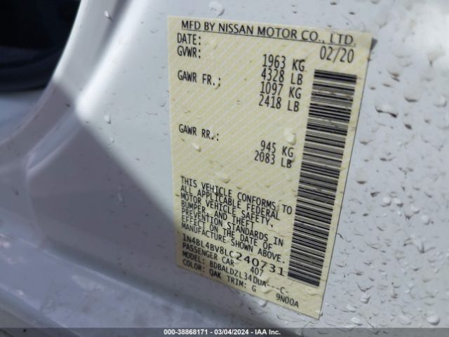 Photo 8 VIN: 1N4BL4BV8LC240731 - NISSAN ALTIMA 