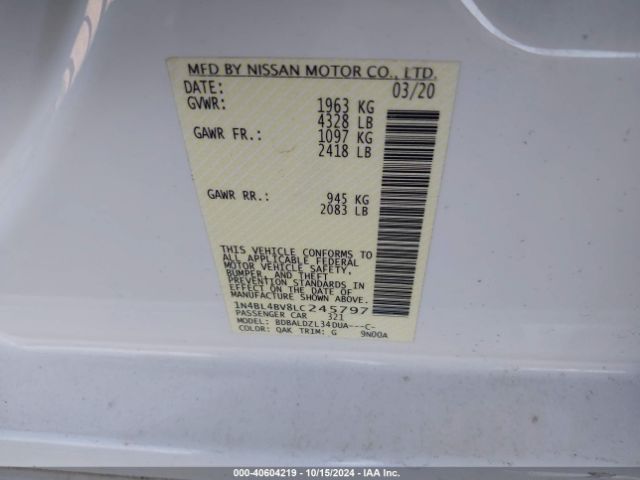 Photo 8 VIN: 1N4BL4BV8LC245797 - NISSAN ALTIMA 