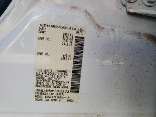 Photo 11 VIN: 1N4BL4BV8MN398332 - NISSAN ALTIMA S 