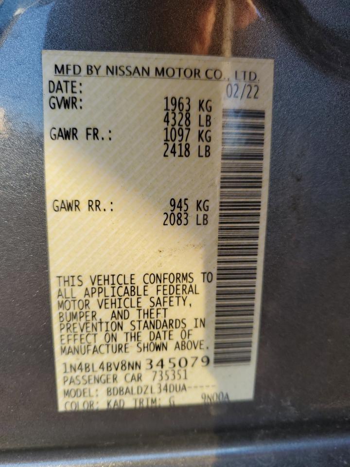 Photo 12 VIN: 1N4BL4BV8NN345079 - NISSAN ALTIMA 