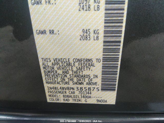 Photo 8 VIN: 1N4BL4BV8PN385875 - NISSAN ALTIMA 