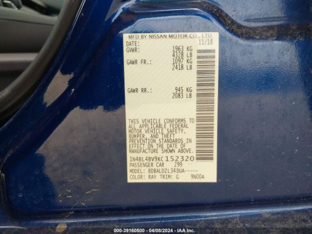 Photo 8 VIN: 1N4BL4BV9KC152320 - NISSAN ALTIMA 