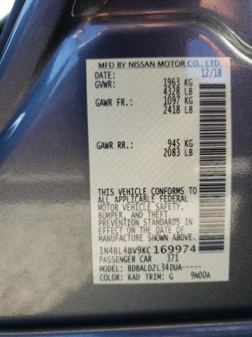 Photo 11 VIN: 1N4BL4BV9KC169974 - NISSAN ALTIMA 