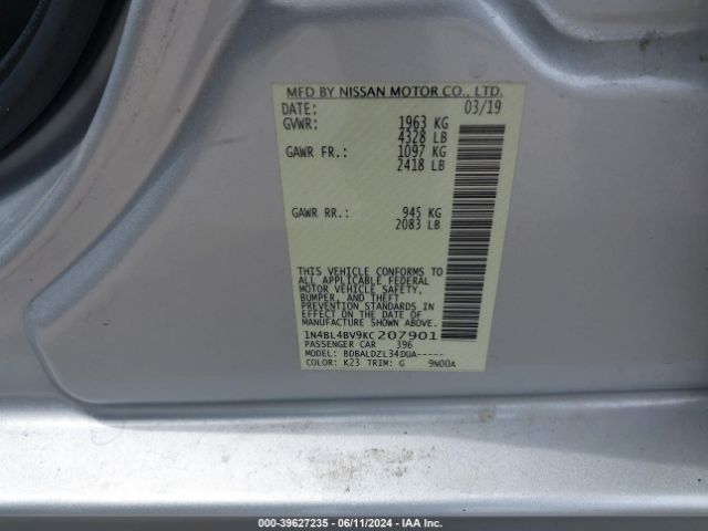 Photo 8 VIN: 1N4BL4BV9KC207901 - NISSAN ALTIMA 