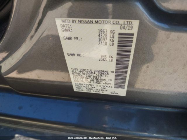 Photo 8 VIN: 1N4BL4BV9KC233091 - NISSAN ALTIMA 