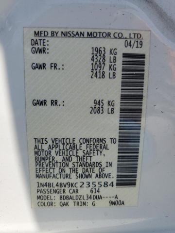 Photo 11 VIN: 1N4BL4BV9KC235584 - NISSAN ALTIMA S 