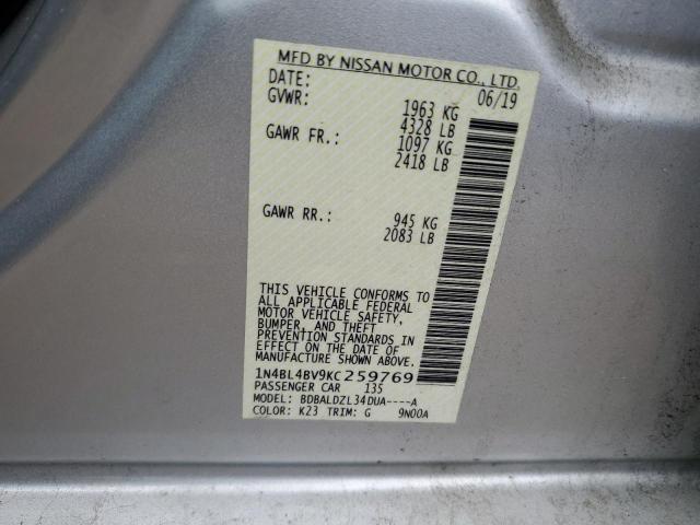 Photo 12 VIN: 1N4BL4BV9KC259769 - NISSAN ALTIMA S 