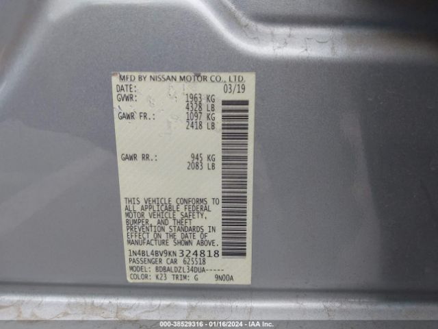 Photo 8 VIN: 1N4BL4BV9KN324818 - NISSAN ALTIMA 