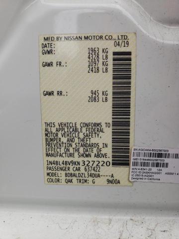 Photo 11 VIN: 1N4BL4BV9KN327220 - NISSAN ALTIMA S 