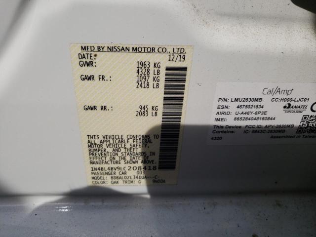 Photo 11 VIN: 1N4BL4BV9LC208418 - NISSAN ALTIMA S 