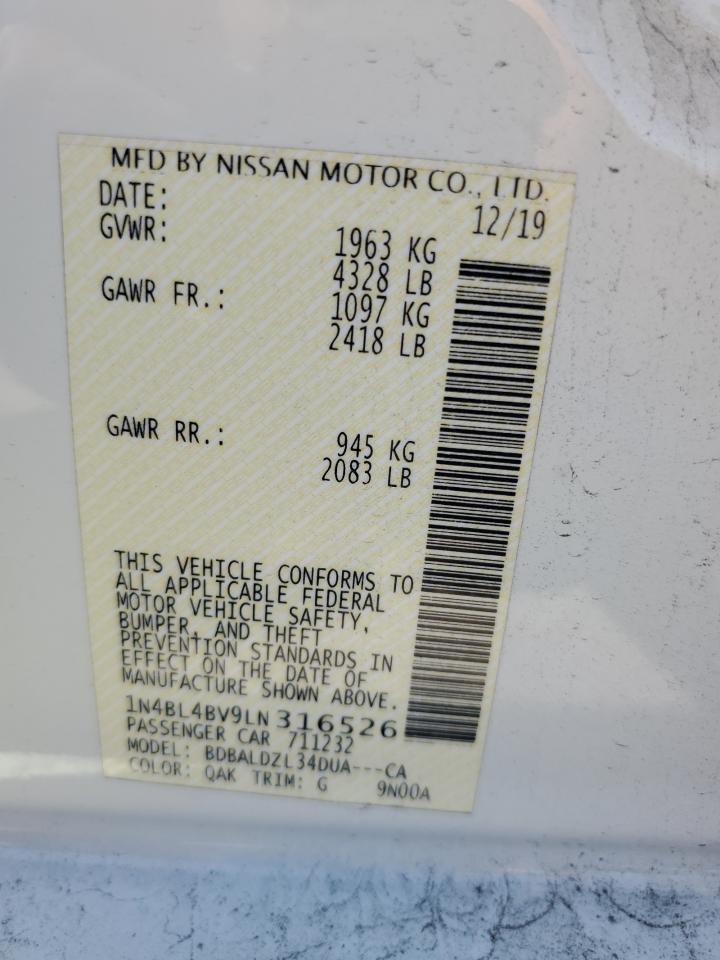 Photo 11 VIN: 1N4BL4BV9LN316526 - NISSAN ALTIMA 