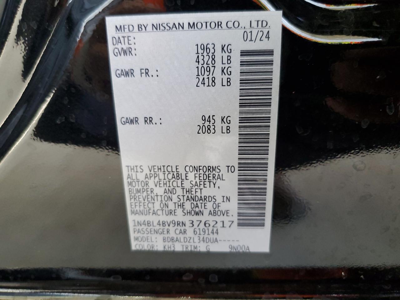 Photo 11 VIN: 1N4BL4BV9RN376217 - NISSAN ALTIMA 