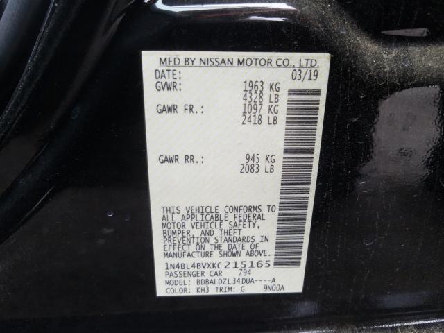 Photo 9 VIN: 1N4BL4BVXKC215165 - NISSAN ALTIMA S 