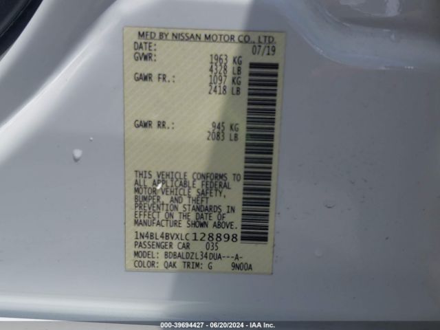 Photo 8 VIN: 1N4BL4BVXLC128898 - NISSAN ALTIMA 