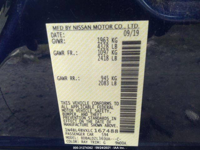 Photo 8 VIN: 1N4BL4BVXLC167488 - NISSAN ALTIMA 