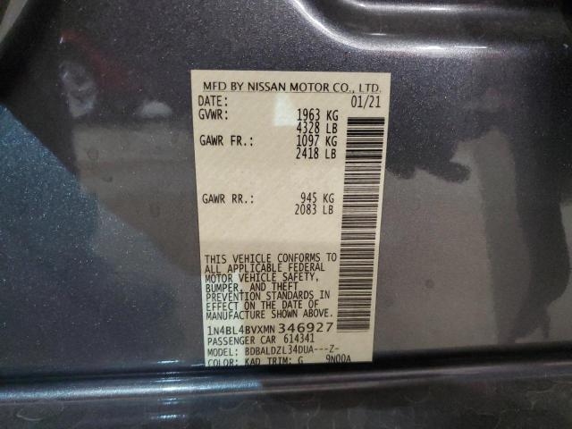 Photo 11 VIN: 1N4BL4BVXMN346927 - NISSAN ALTIMA 