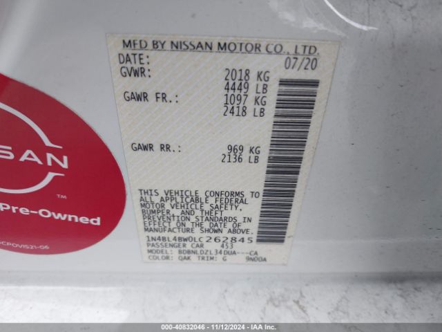 Photo 8 VIN: 1N4BL4BW0LC262845 - NISSAN ALTIMA 