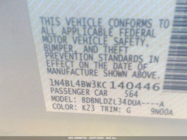 Photo 8 VIN: 1N4BL4BW3KC140446 - NISSAN ALTIMA 